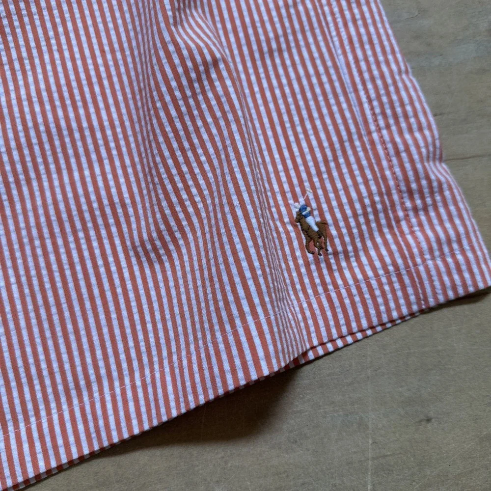 Polo Ralph Lauren Orange‎ SEERSUCKER Traveler Swim Trunks Bathing Suit NWT 1XB